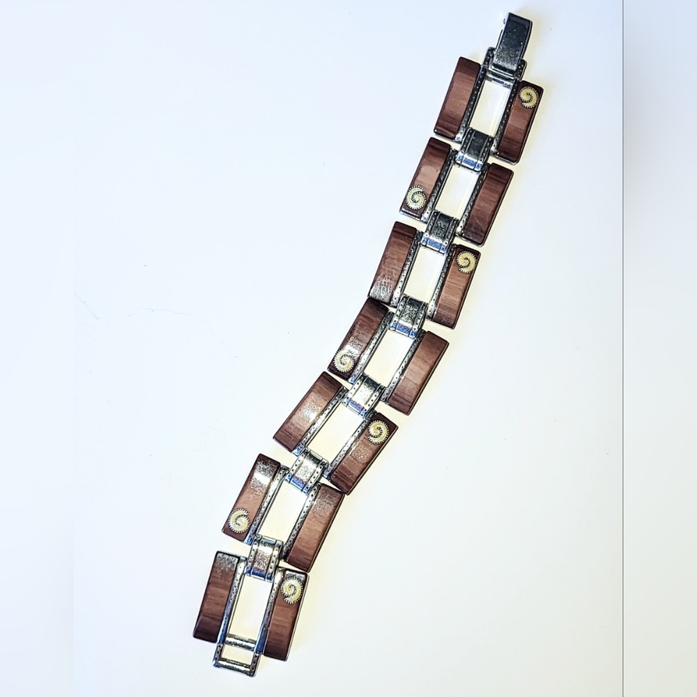 BRIGHTON MILANO BROWN & CREAM LINK BRACELET - Picture 8 of 9